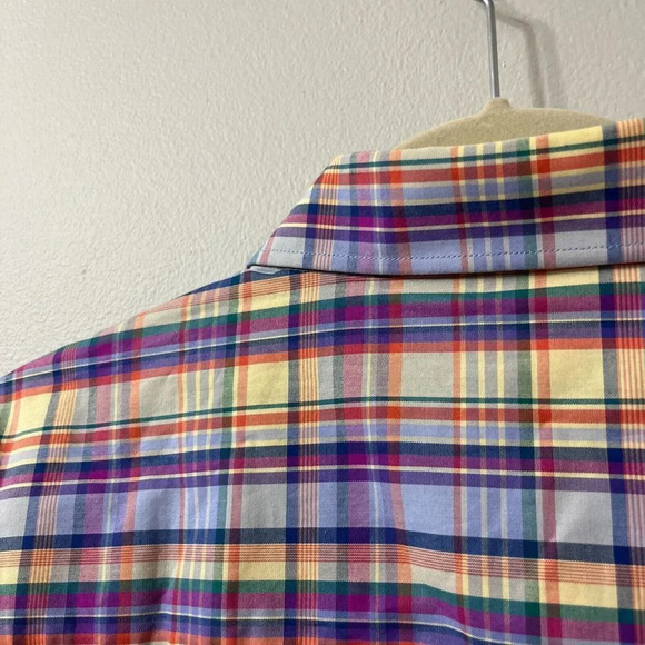 Alan Flusser Mens Multicolor Button Up Shirt XL Classic Plaid Cotton Long Sleeve - Picture 8 of 11